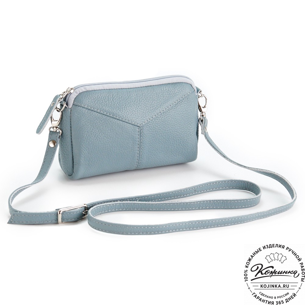 Кожаный клатч "Марта" (голубой)